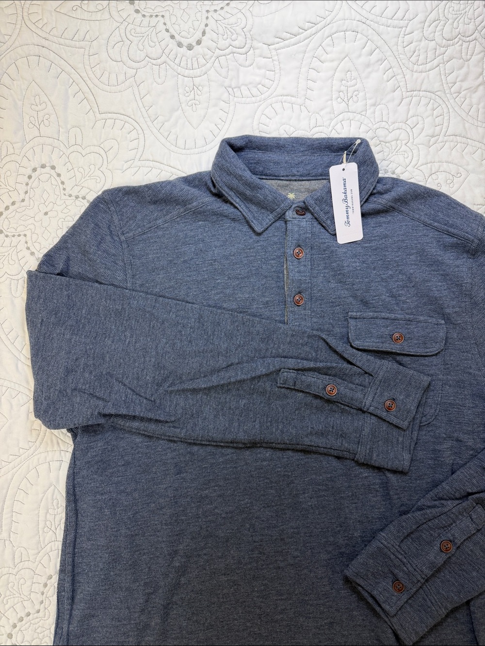 Tommy Bahama NWT Penn Cove Polo - Men’s Long Sleeve Collared Shirt w/ Pockets